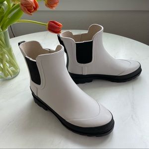 J. Crew white short lug-sole rain boots